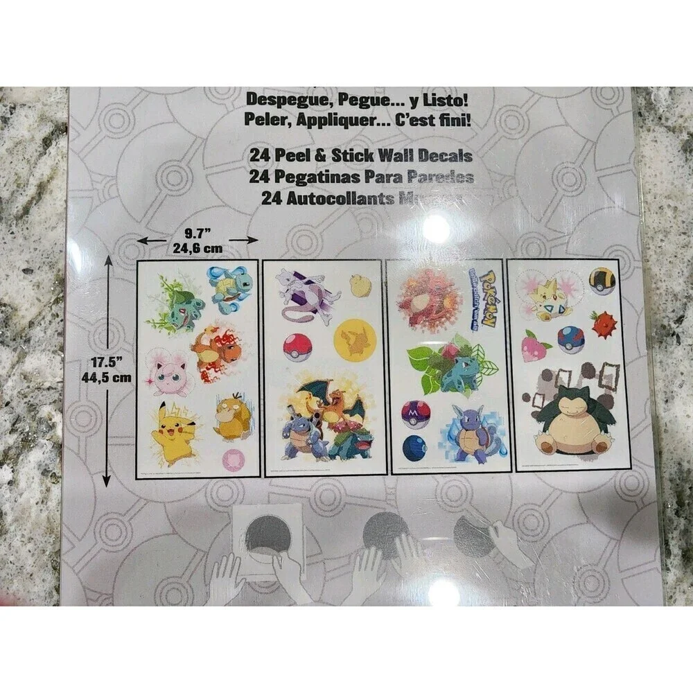 RMK2535SCS POKEMON ICONIC 24 Peel & Stick Wall Decals Kids Room Decor Stickers